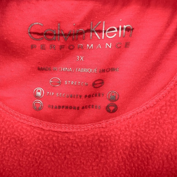 Calvin Klein Performance Red Fleece Zip Up Jacket Women's Plus Size 3X Stretch - Picture 3 of 10
